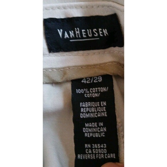 NWT MENS VanHusen W42/L29 Classic Fit-Wrinkle Free-Dress Pants "Stone" Light Tan - Picture 14 of 16